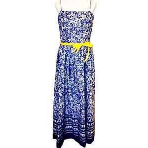 ‘COCO California’ Vintage 90s Navy Blue Floral Spaghetti Strap Maxi Dress Size L